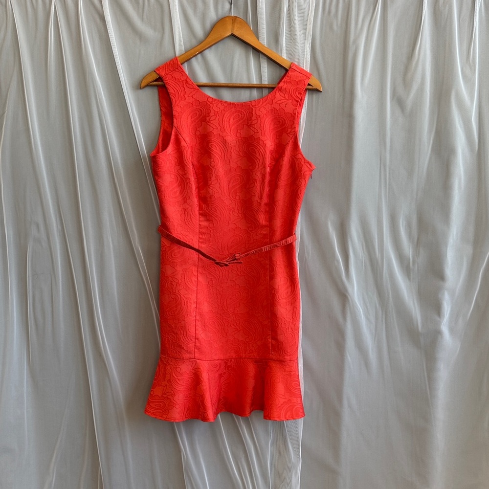 VENUS Vibrant Red Textured Midi Dress